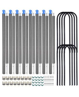 8 Pack Trampoline Enclosure Poles w/ Caps and 11" U Shaped Ground Anchors Kit