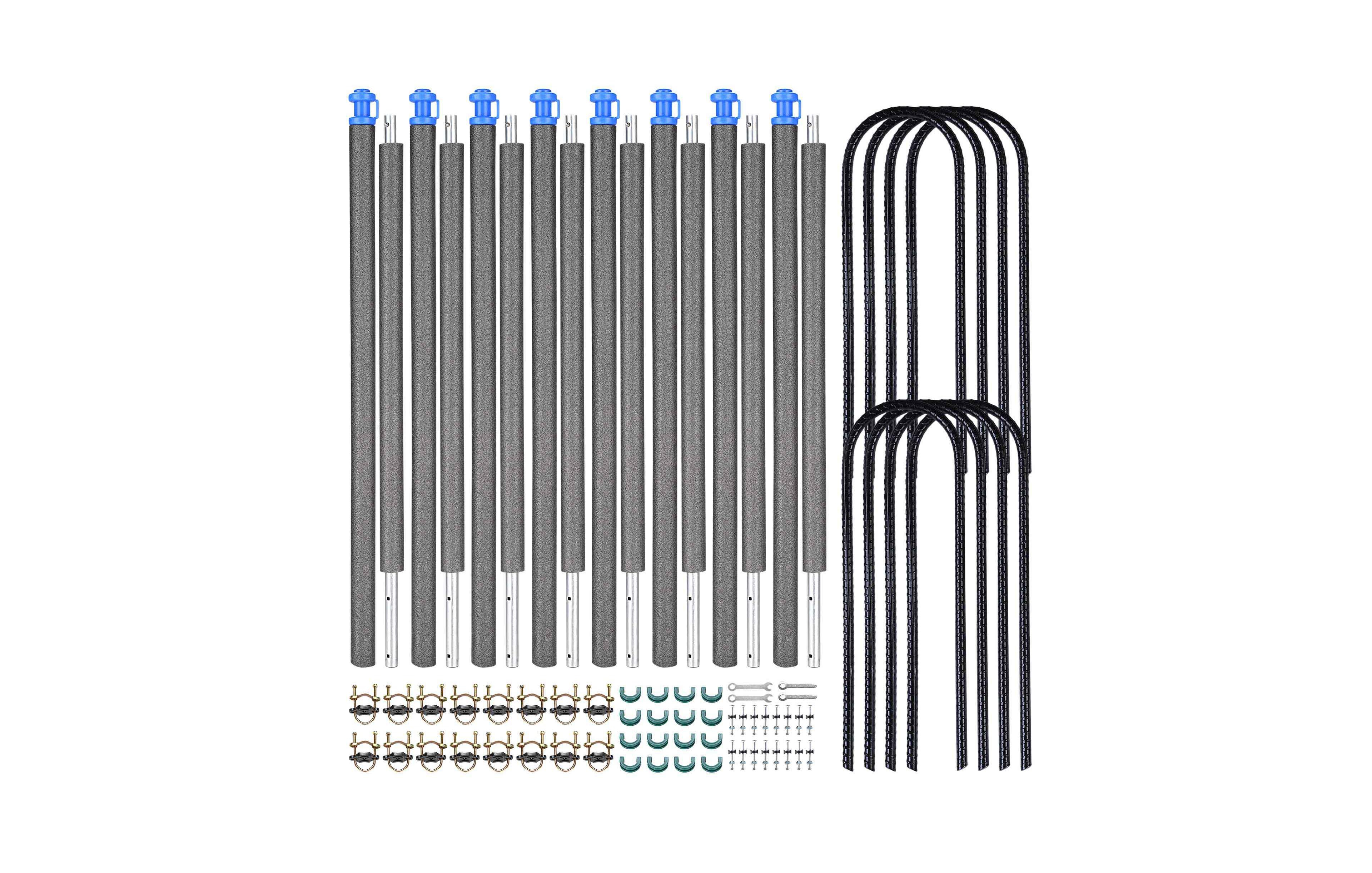 Yescom 8 Pack Trampoline Enclosure Poles w/ Caps and 11" U Shaped Ground Anchors Kit