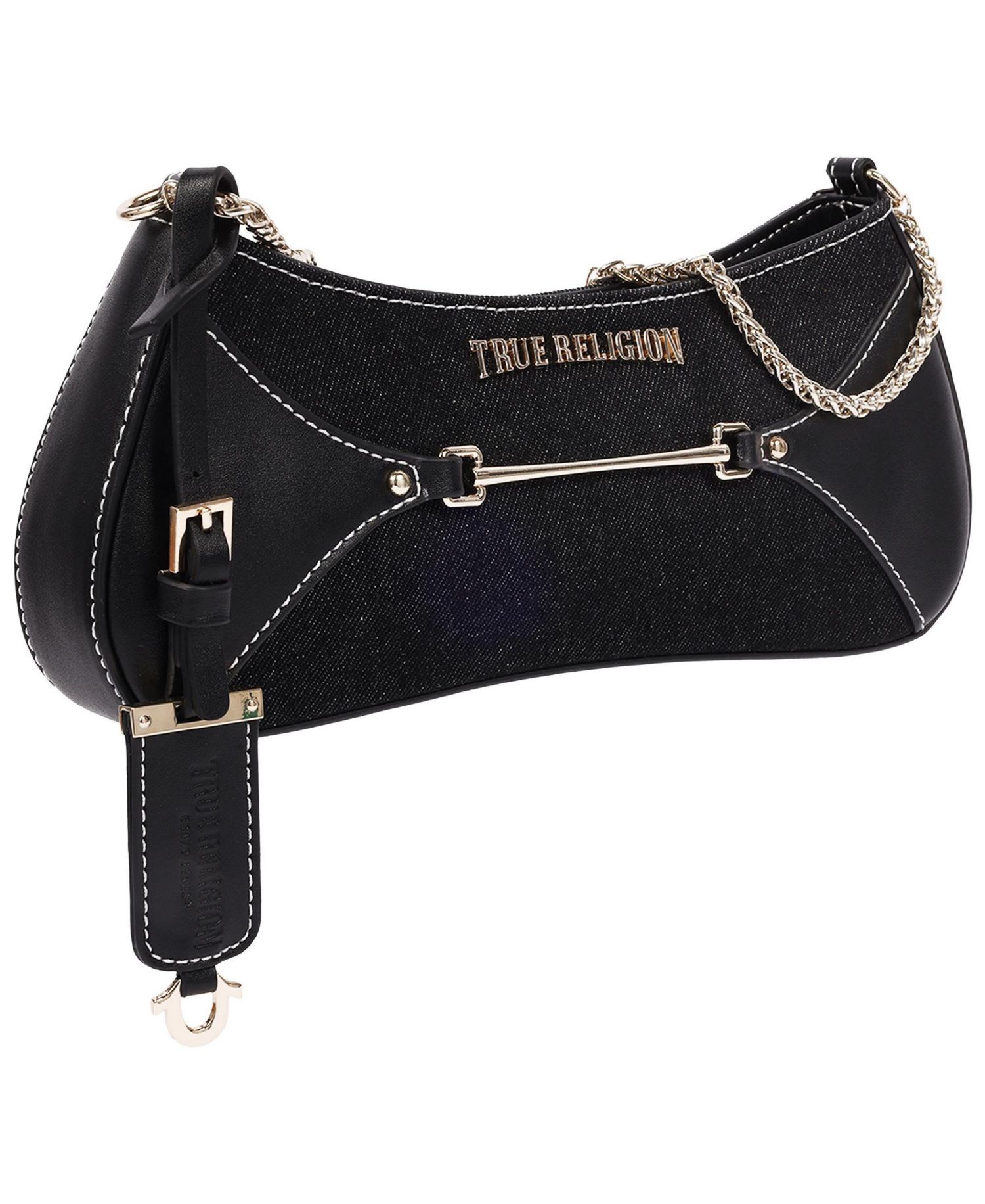 Women's Zip Top Denim Shoulder Bag