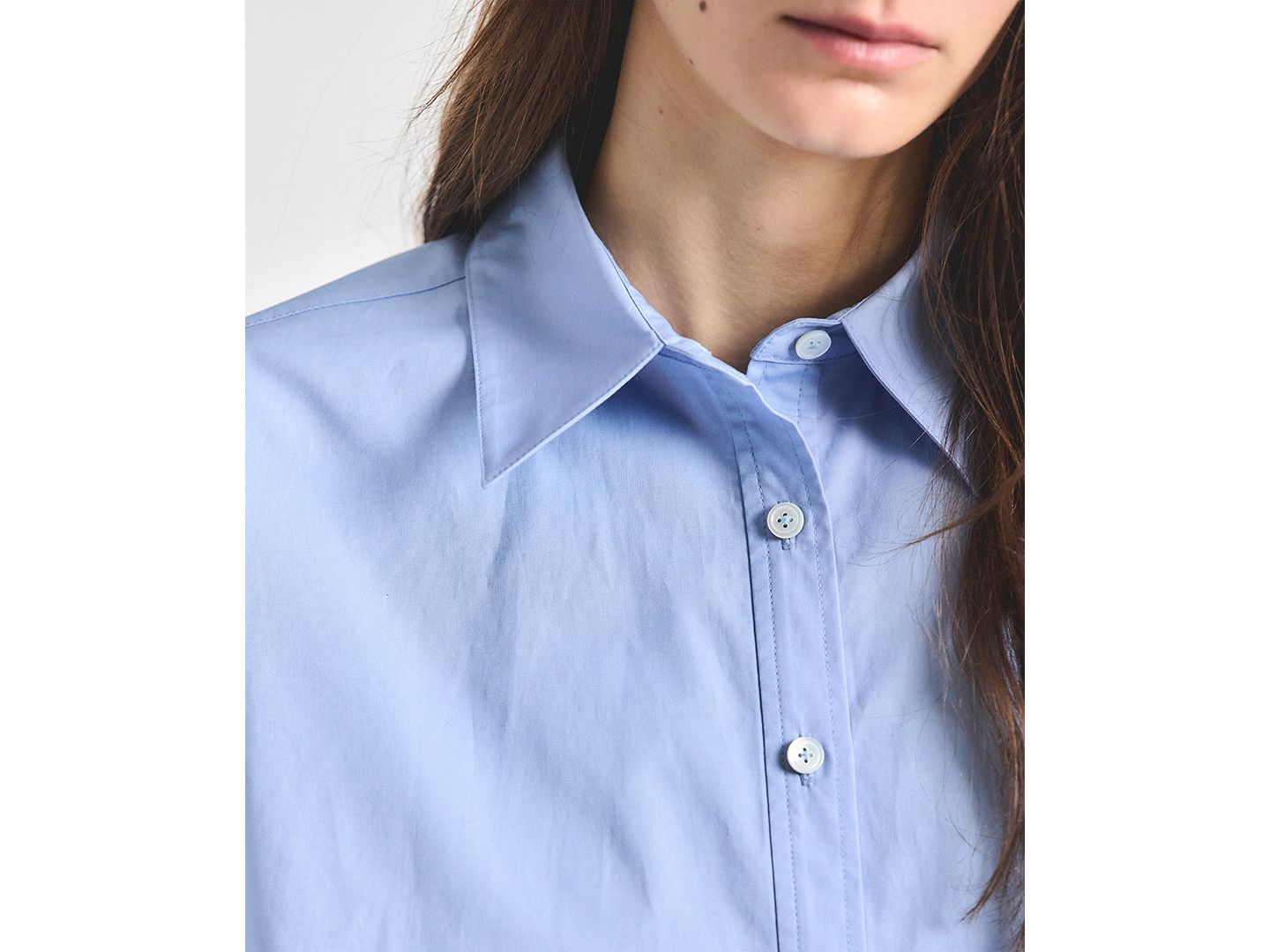 Женская рубашка Derek Lam 10 Crosby Olivia Cropped Short-Sleeve, цвет: Светлый синий — фото 3