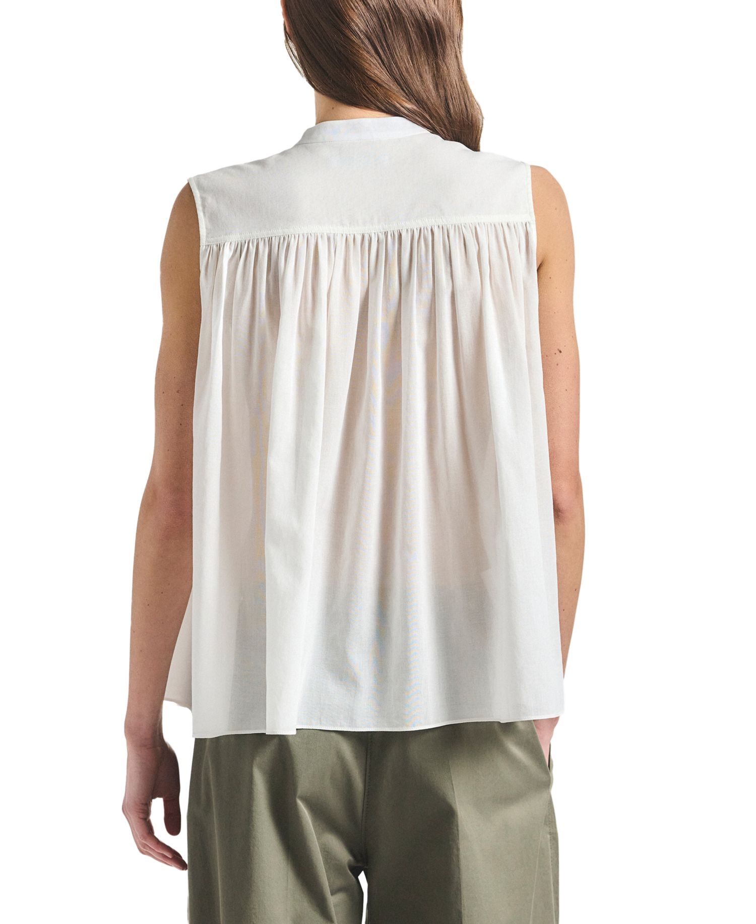 Women's Chase Sheer Cotton Lawn Sleeveless Yoked Top