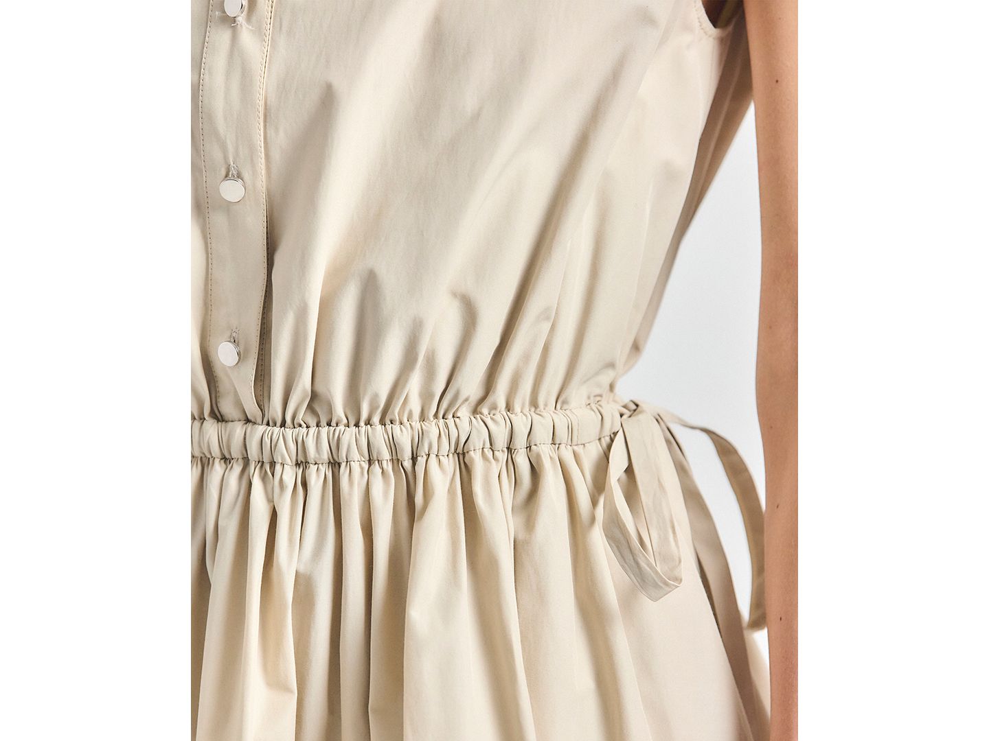 Женское платье Derek Lam 10 Crosby Tristan Sleeveless Drawstring Shirt Dress, цвет: Устричный серый — фото 3