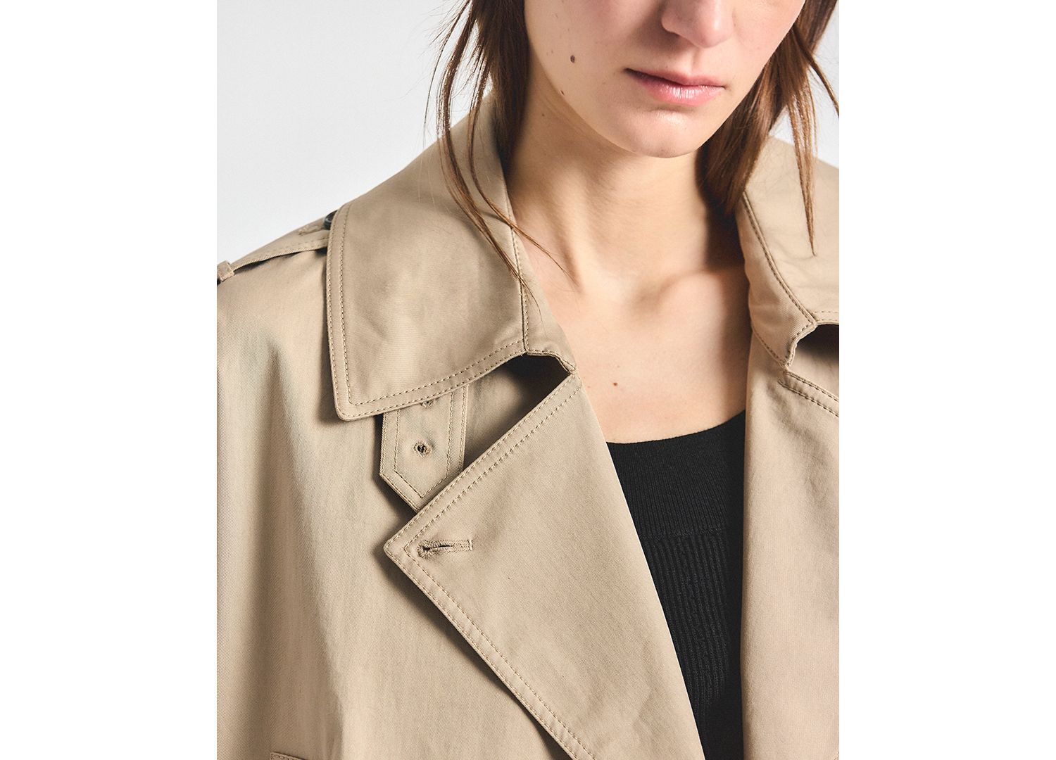 Women's Emilio Stretch Cotton Twill Cropped Trench Coat