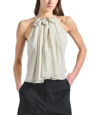 Women's Paisley Baby Dot Print Halter Neck Top
