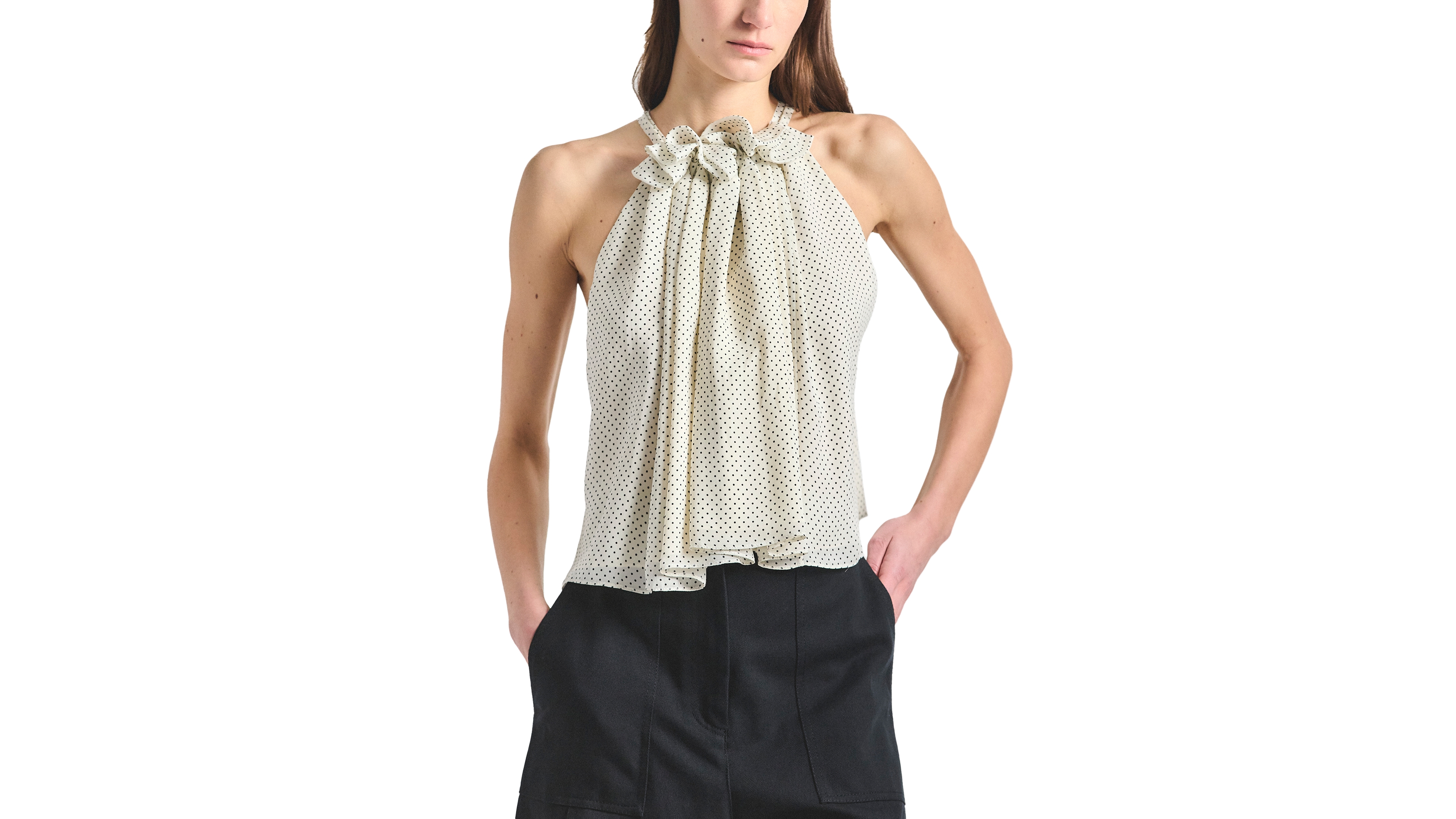 Derek Lam 10 Crosby Women's Paisley Baby Dot Print Halter Neck Top
