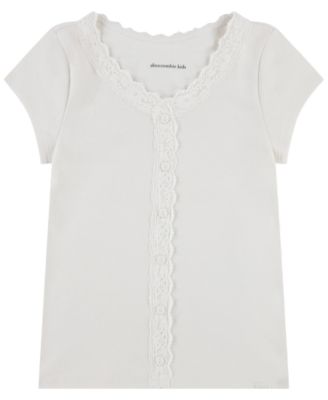 Girls' 5-16 Lace-Trim Button-Front Top