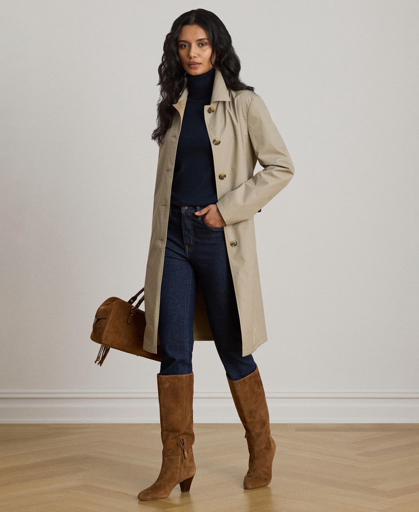 Женское пальто Lauren Ralph Lauren Reversible Trench, цвет: Клетчатый — фото 3