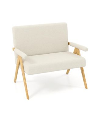 Compact Loveseat Sofa with Armrests and Wood Legs for Home Seating