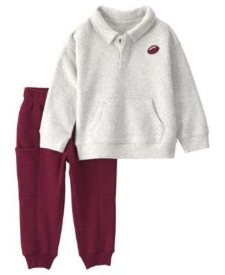 Toddler Boys' 2T-5T Football Fleece Polo Sweatshirt and Jogger Pants, 2-Piece Set 