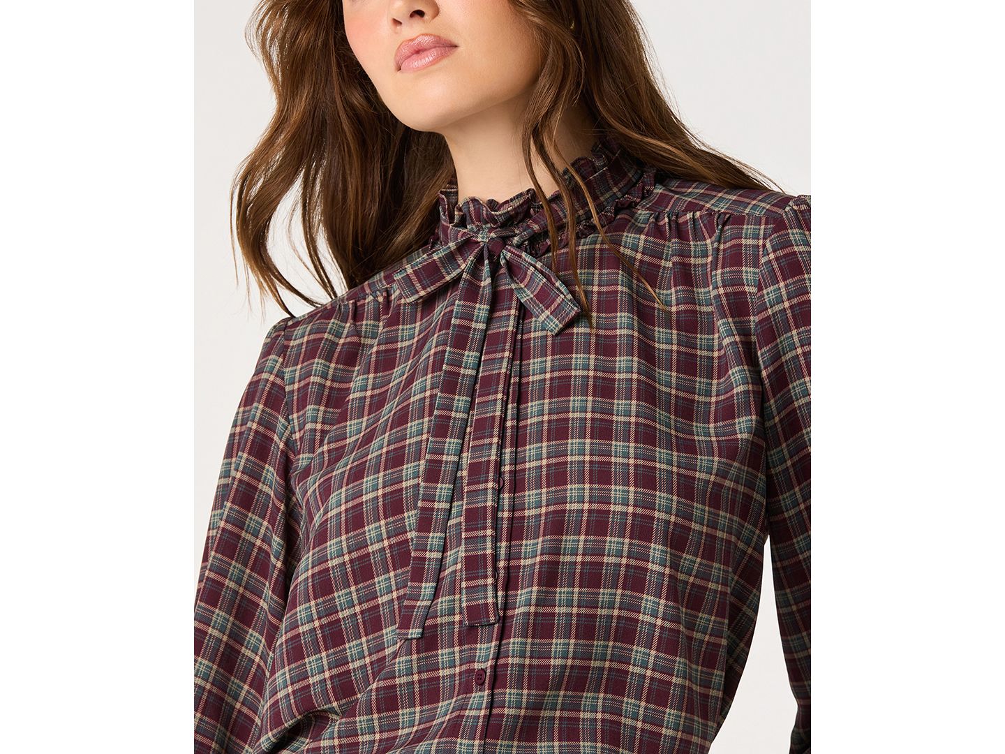 Женский топ ASTR the Label Alyssa Mock-Neck Top, цвет: Баклажановый клетчатый — фото 3