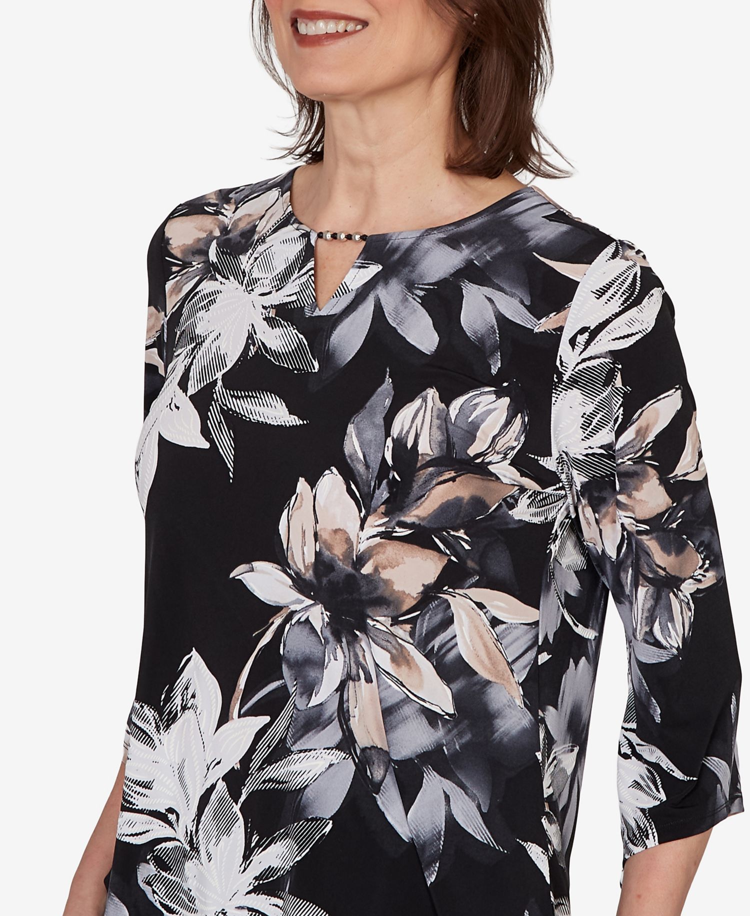 Petite Watercolor Floral Printed Top