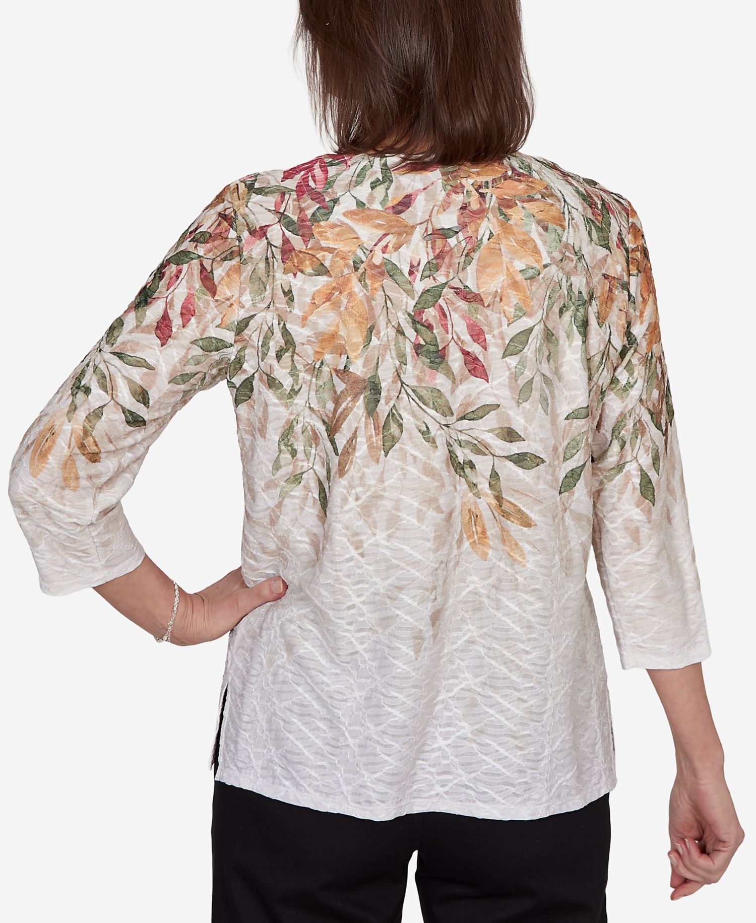 Petite Autumn Leaves Braided Neck Top