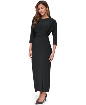 long black bodycon dress with sleeves highneck – Decuir 95% Polyester Black Sparkly Long Sleeve Ruched