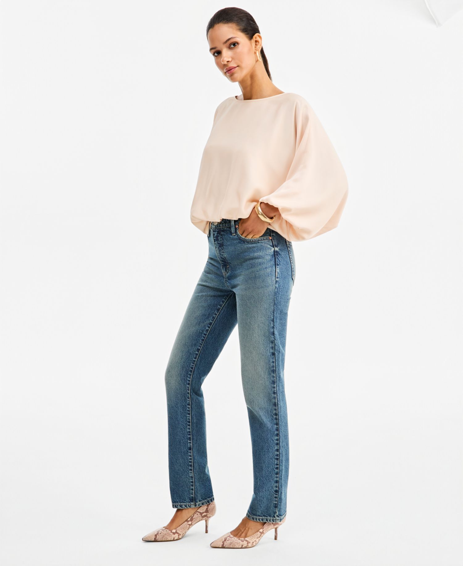 Women's High-Waist Straight-Leg Jeans