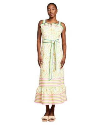 Women's Printed Ruffle Midi Dress
