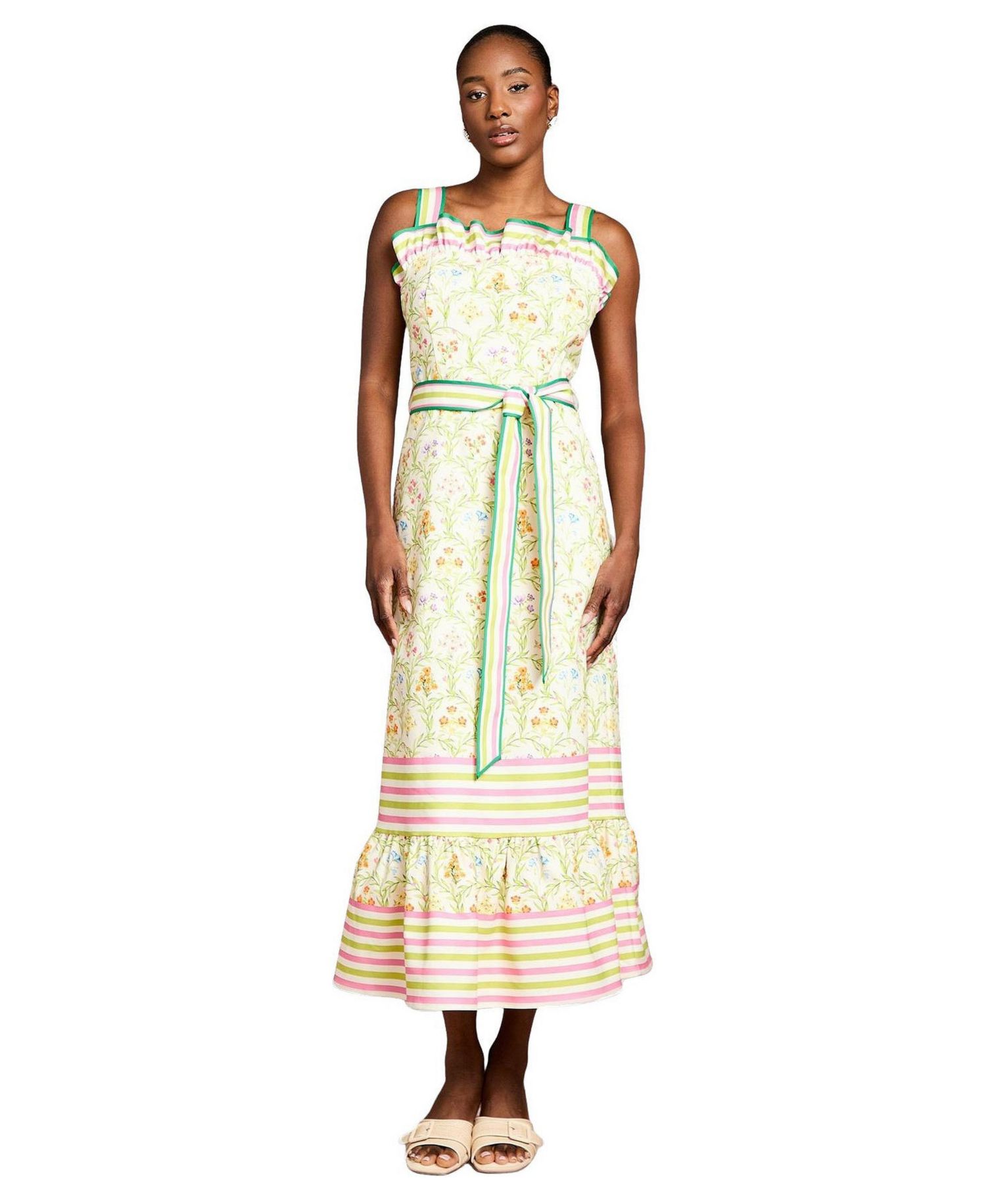 Women's Printed Ruffle Midi Dress