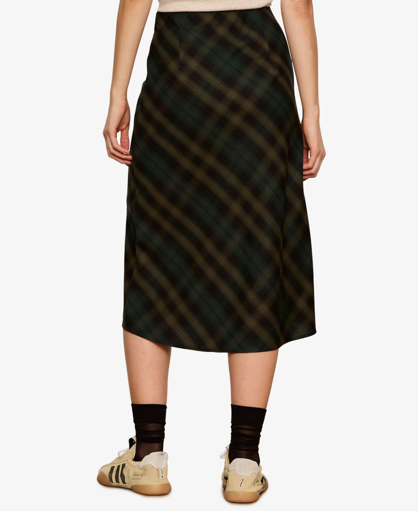 Женская юбка Sanctuary Bias Plaid Midi A-Line, цвет: Тёмно-зелёный клетчатый — фото 5