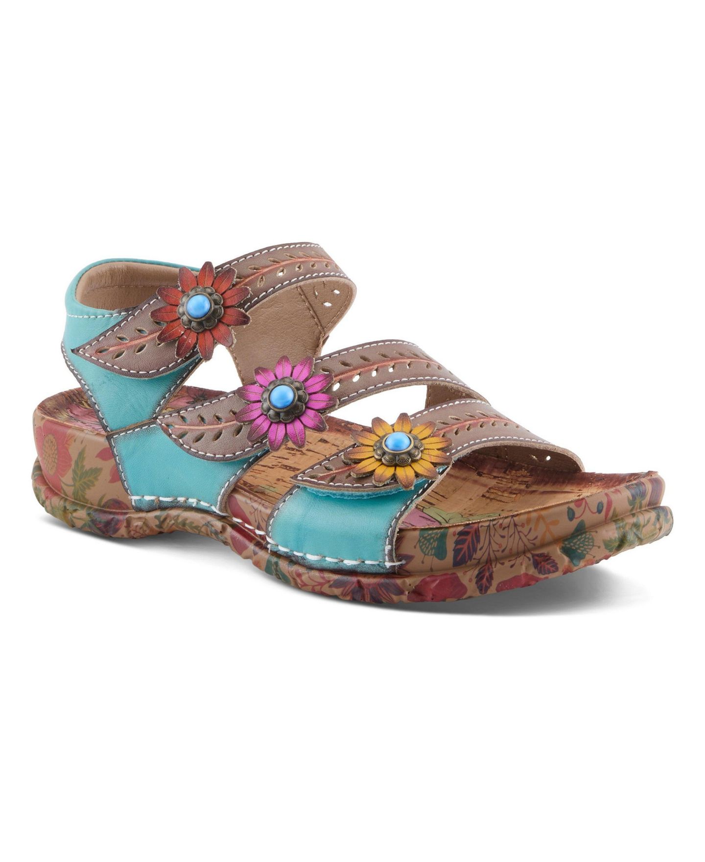 Женские сандалии L'Artiste Anewtrio Wedge Sandal with Leather Upper, цвет: Серый разноцветный — фото 1