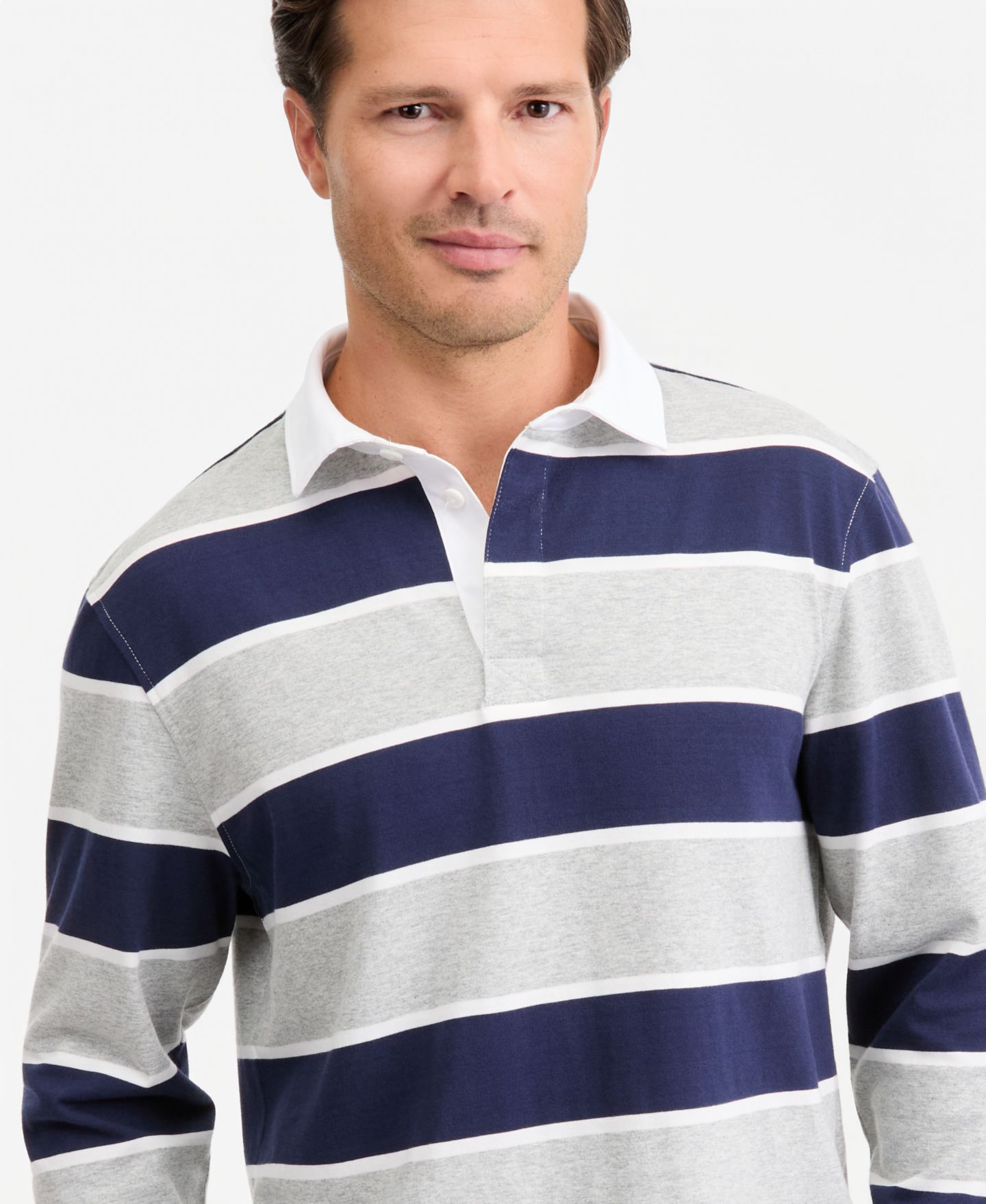 Мужская рубашка Club Room Stripe Long-Sleeve Rugby, цвет: Morning Dove — фото 3