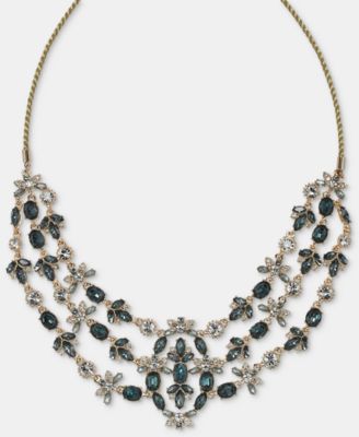 Stone Layered Statement Necklace, 16" 