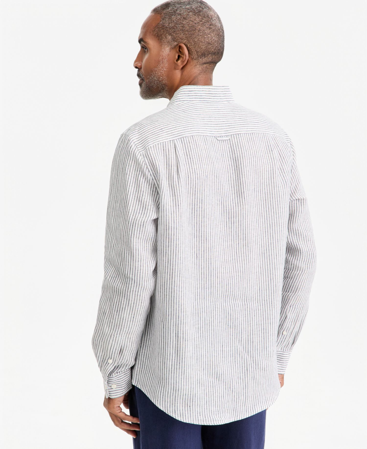Men's Stripe Linen Button-Up Shirt