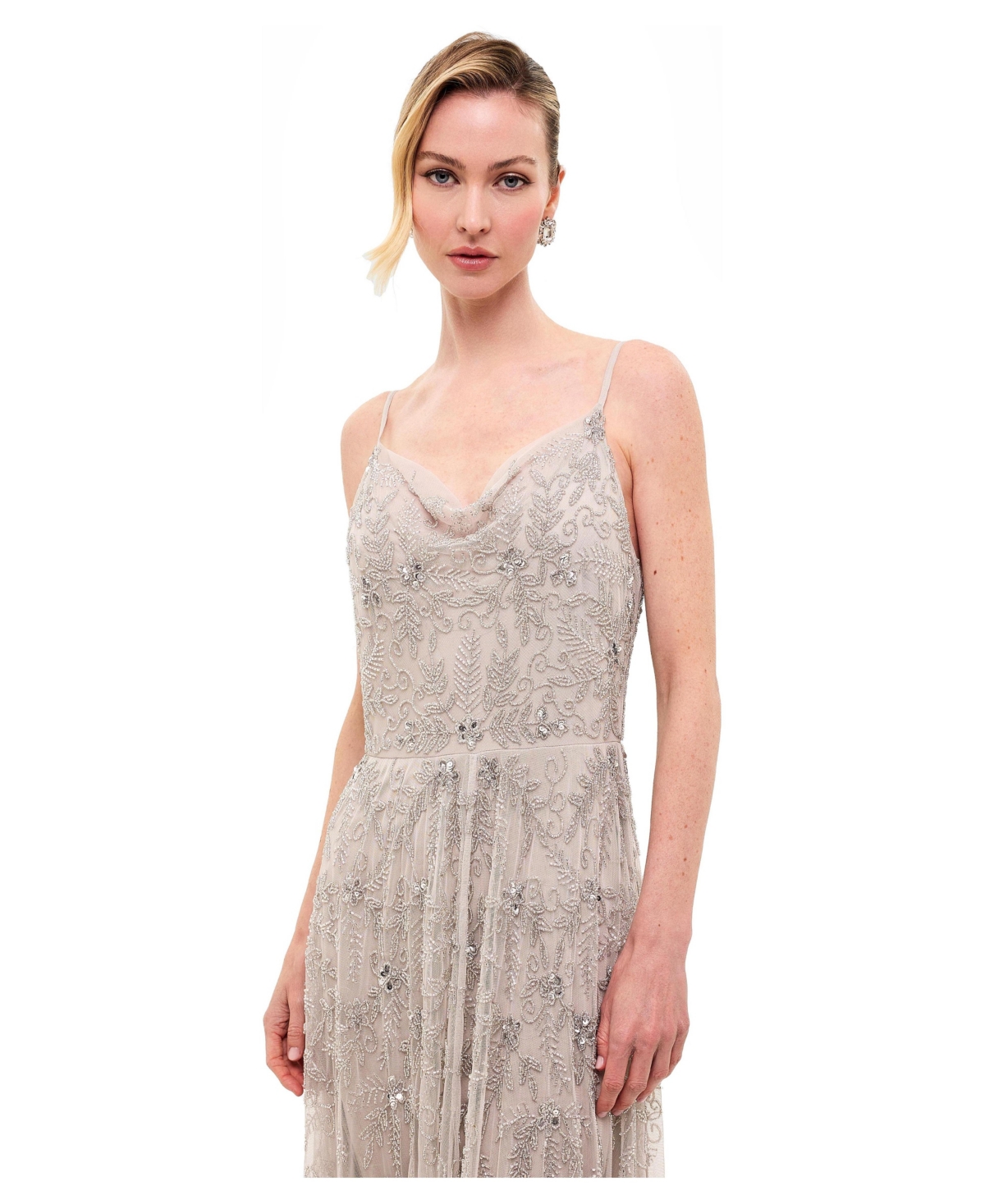 Beauut Women's Embellished Sequins Cowl Maxi Dress