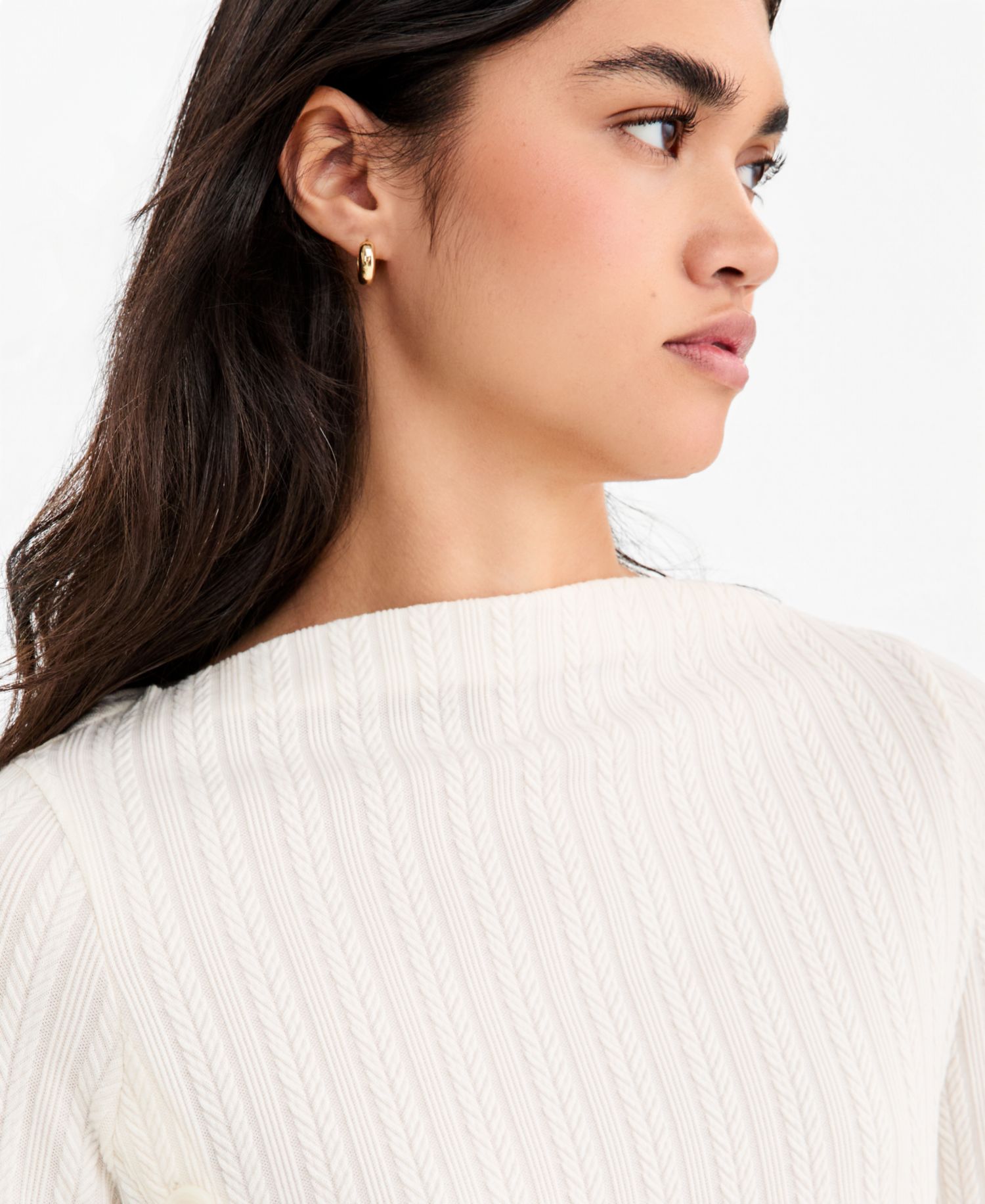 Women's Boat-Neck Asymmetrical-Button-Placket Bell-Sleeve Blouse