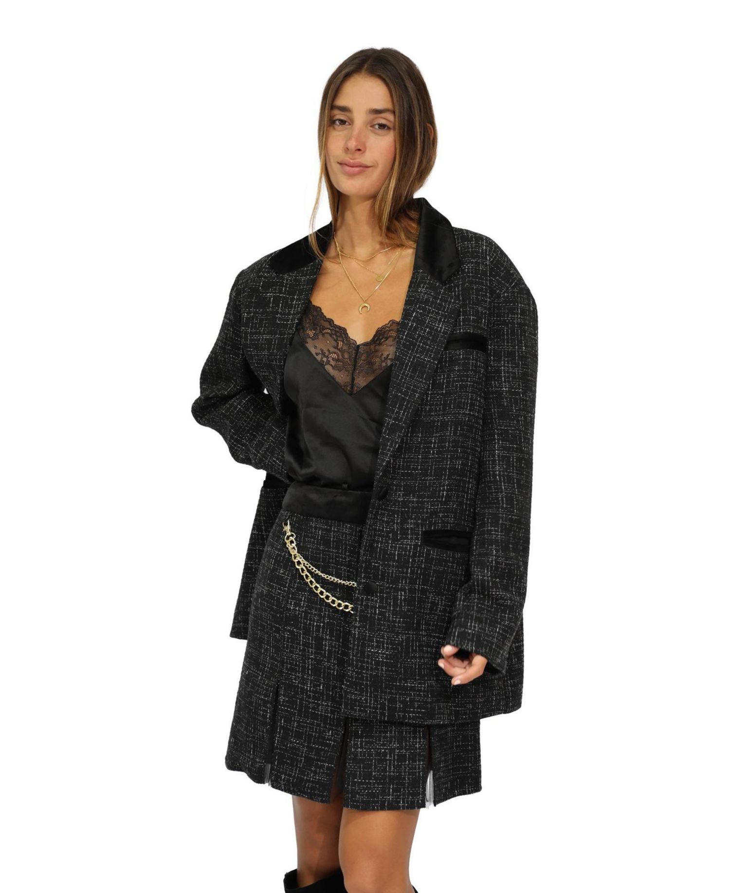 Women's City Noir Tweed Oversized Blazer