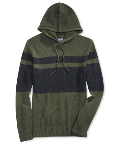 American Rag Men's Hooded Mixed Media Stripe Knit Sweater, Only at Macy's