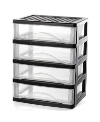 4-Drawer Stackable Desktop Organizer Plastic Storage Cabinet Home Office Kitchen Pantry
