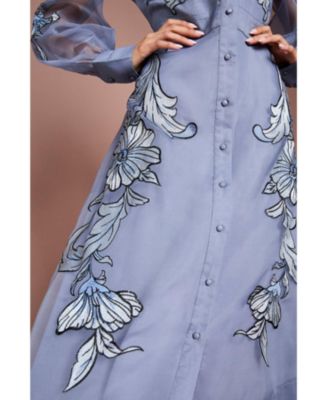 eci embroidered mesh midi dress Floral Embroidered Mesh Midi Dress