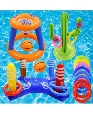 Pools Basketball Hoop Inflatable Ring Toss Game Water Toys