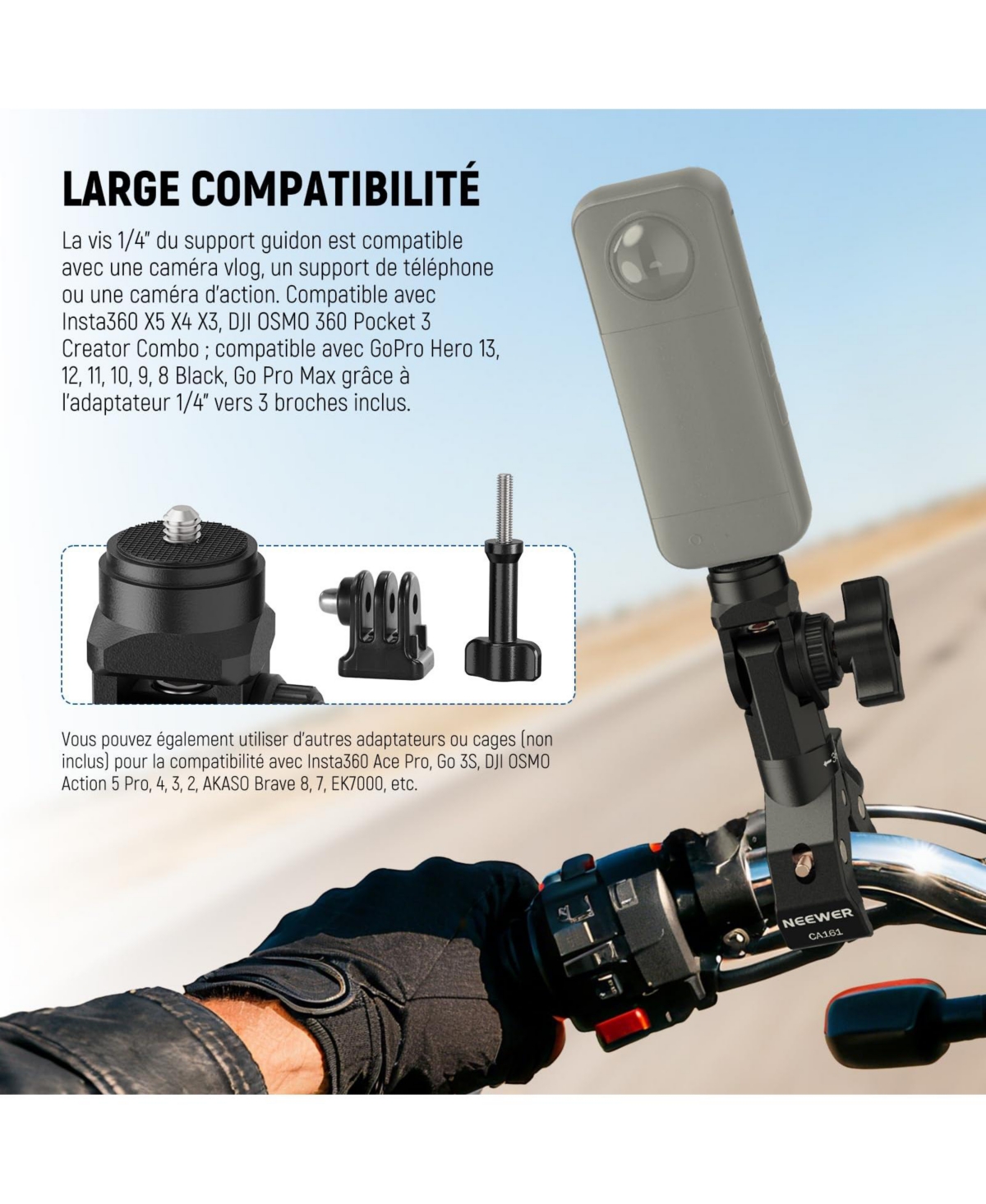 Neewer CA161 Camera Mounting Accessory for select GoPro, Dji and Insta360 action cameras