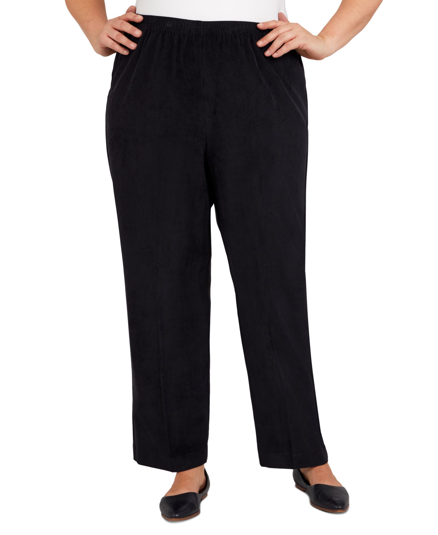 Plus Size Corduroy Elastic Waistband Pants