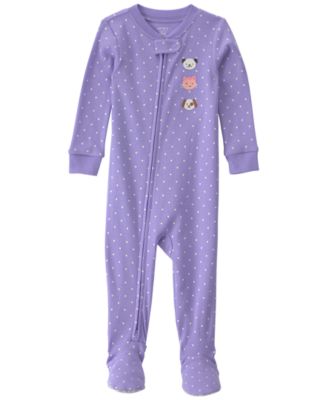 Baby Girls' Pets 2-Way Zip Cotton Footed Pajama
