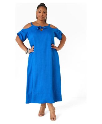 Women's Plus Size Cold Shoulder Maxi Dress