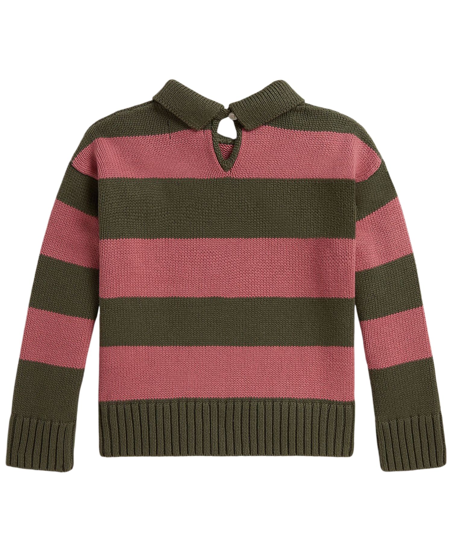 Girls' 2T-6X Striped Long-Sleeve Polo Sweater