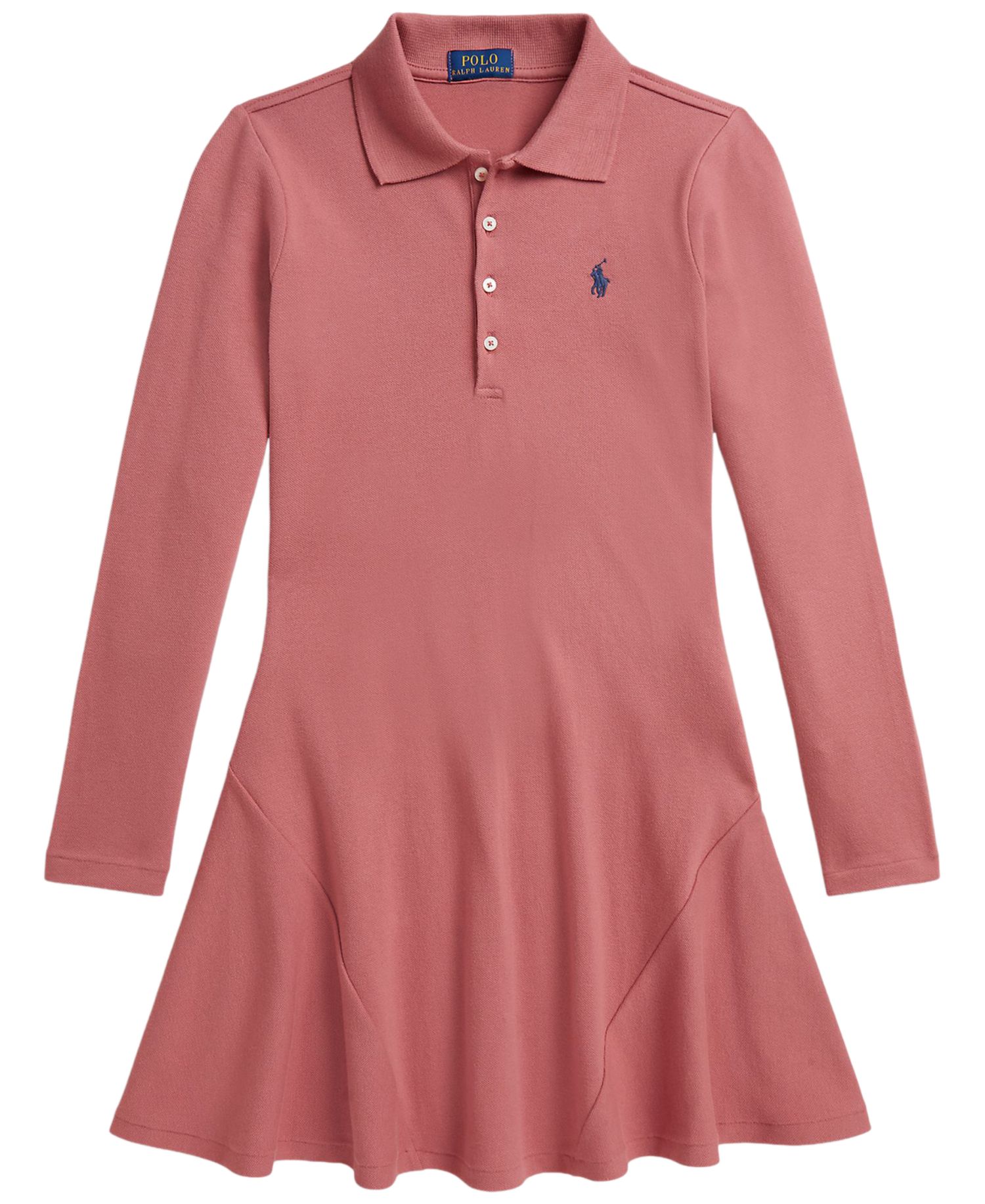 Girls' 7-16 Stretch Mesh Long-Sleeve Polo Dress