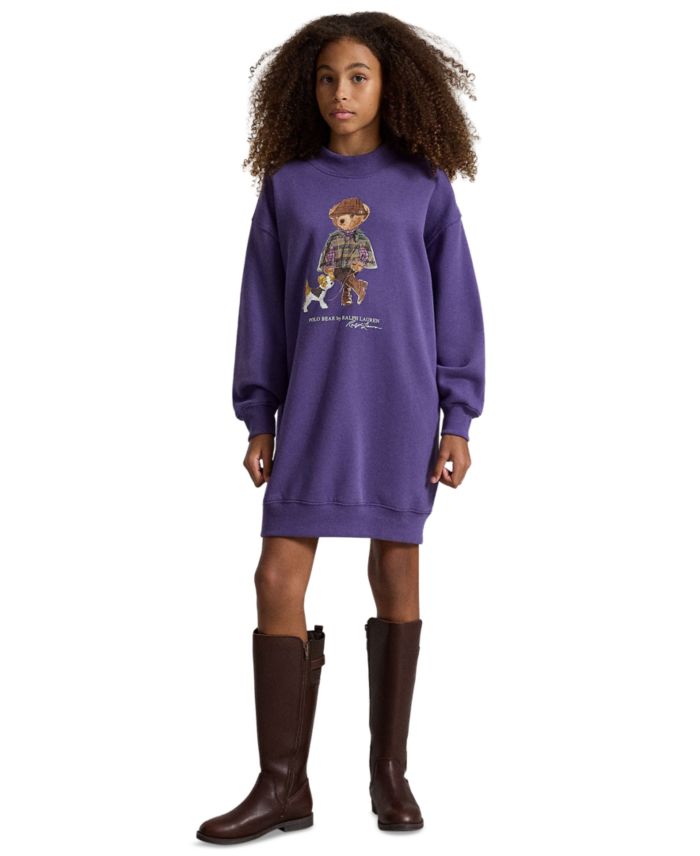 Polo Ralph Lauren Girls' 7-16 Polo Bear Fleece Sweatshirt Dress