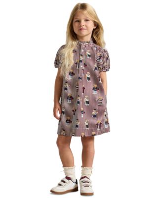Girls' 2T-6X Polo Bear Poplin Short-Sleeve Dress