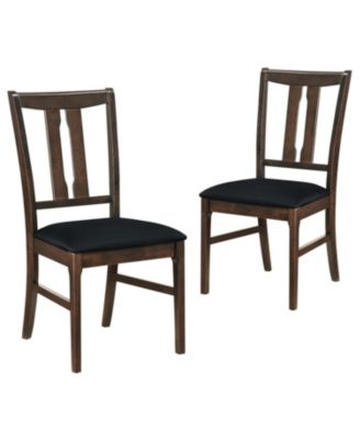 Set of 2 Upholstered Dining Chairs Wooden Frame Curved High Back