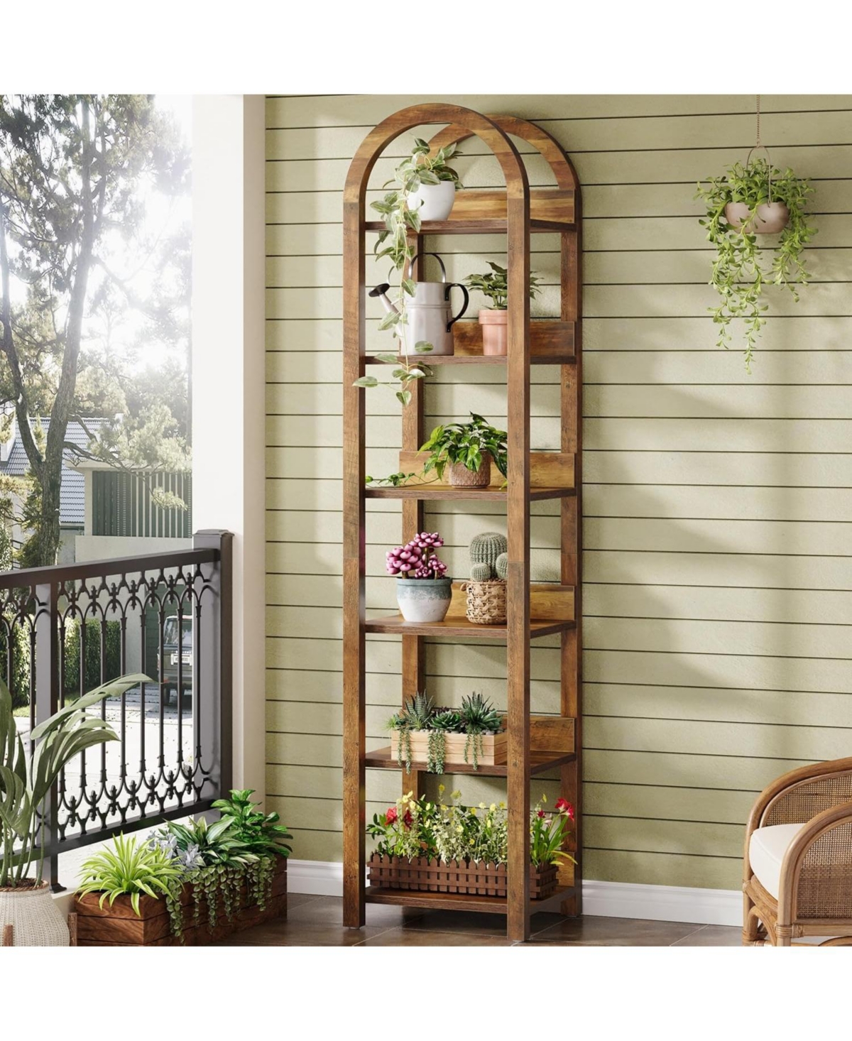 Tribesigns 6-Tier Narrow Bookshelf, 71" Tall Arched Bookcase with Shelves for Small Space
