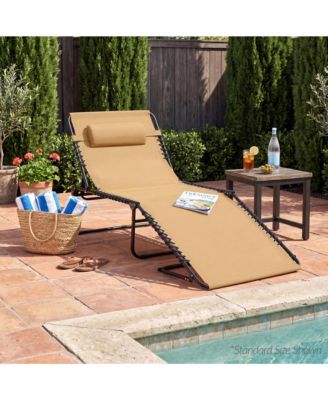 Extra Wide Patio Chaise Lounge Chair, Portable Folding Recliner w/ 8 Positions