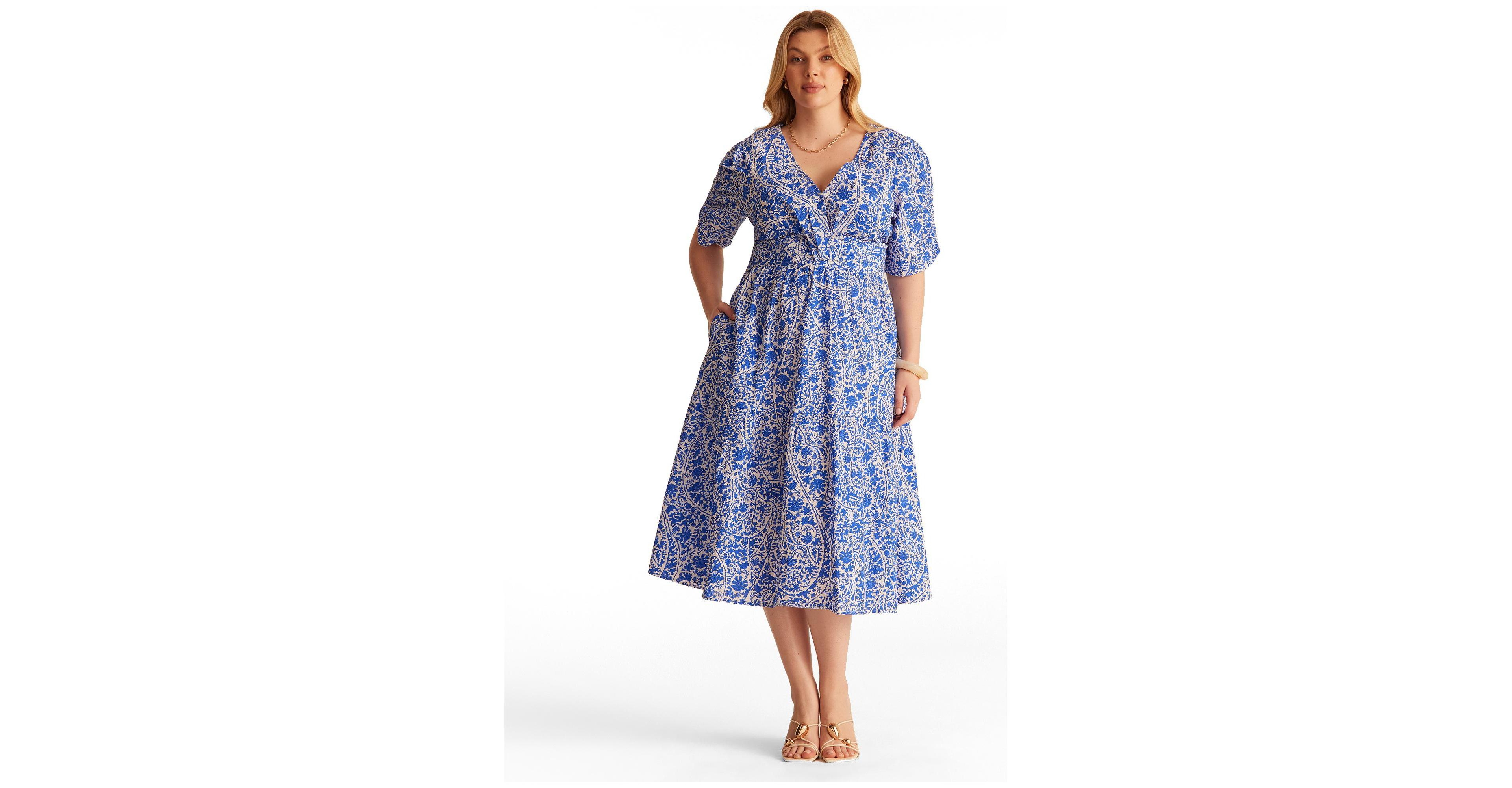 Estelle Plus Sizes Dreamaya Tiered V-neck Fit Flare Midi Dress