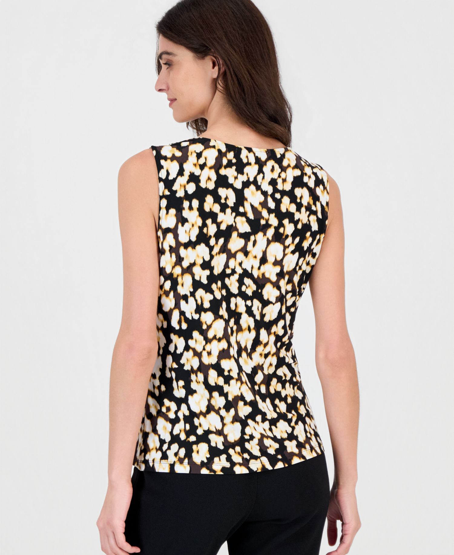 Women's Cowl Neck Jersey Knit Printed Top