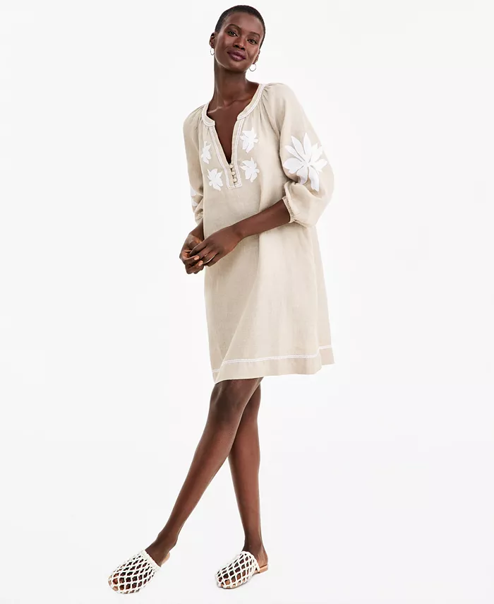 Women's Delave Linen Appliqu&eacute; Shift Dress