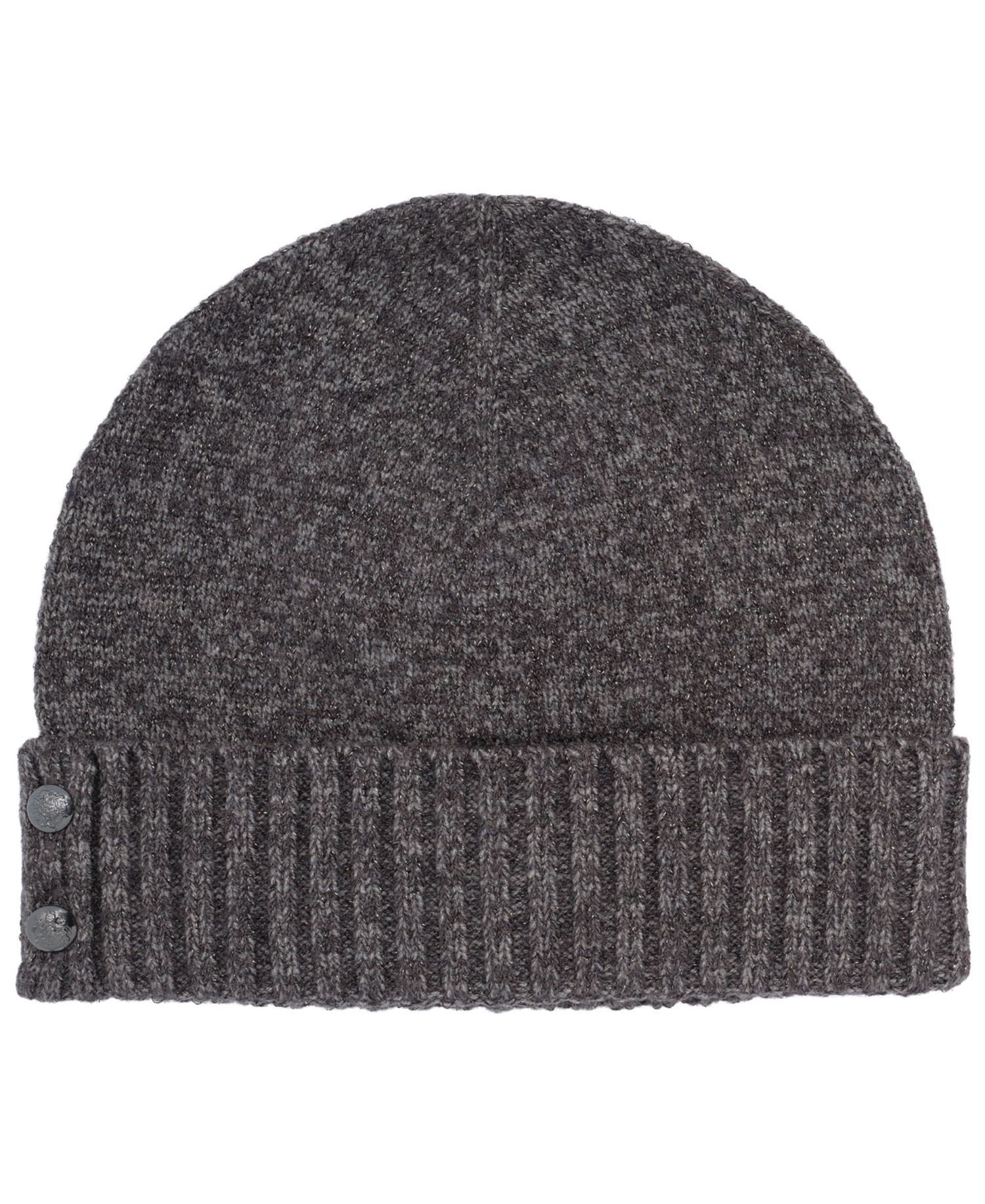 Metallic Two Button Knit Beanie