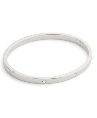 Rhodium Faux-Stone Bangle Bracelet