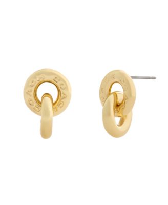 Gold Signature Logo Interlocking Ring Drop Earrings
