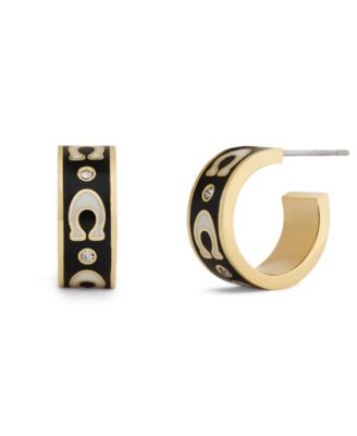 Faux-Stone Signature C Enamel Huggie Earrings